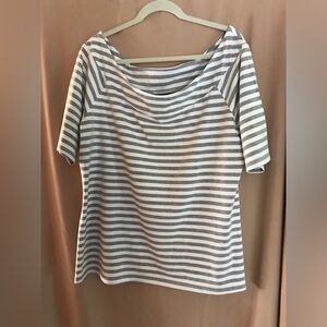 City Chic gray/white striped top